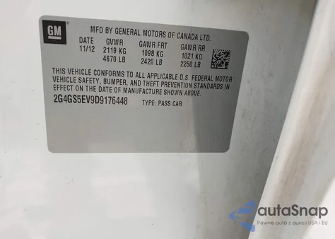 2013 Buick Regal Turbo - Premium 1 из США, поврежденный, VIN 2G4GS5EV9D9176448